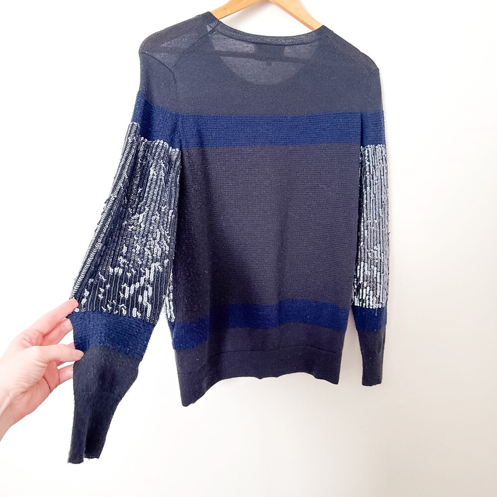 3:1 Phillip Lim Women’s Sweater Wool Sequin Size SMALL Navy Elegant Merino Wool - Picture 9 of 11
